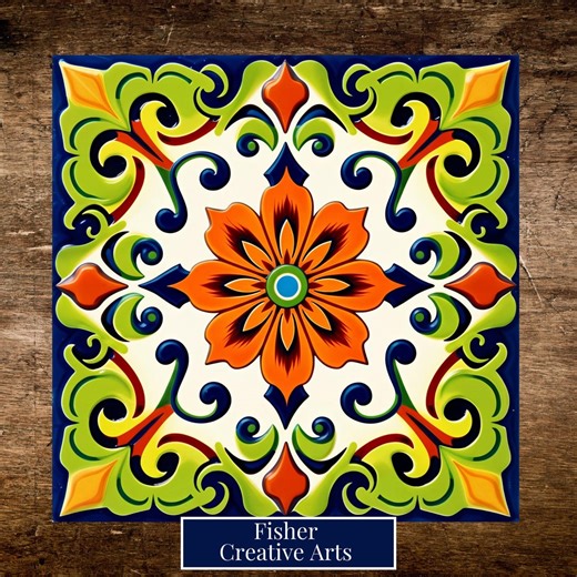 Mexican Talavera Majolica Tile for Backsplash, Green, Blue Orange Ceramic Tile, Spanish Kitchen Wall Tile, DIY Craft or Mosaic Tile - Etsy