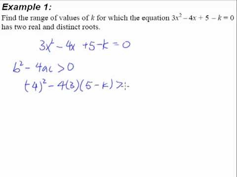 2. Quadratic Equations and Inequalities - Example 1 (2 Real and Distinct Roots)