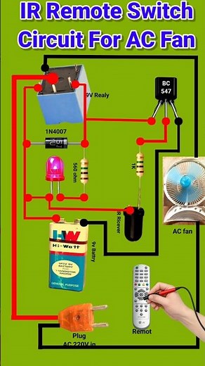 Remote Control Fan Circuit | IR Remote Switch Circuit #shorts