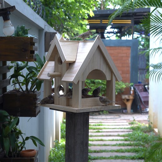 25K views · 260 reactions | Wooden Birdhouse make from Solid and Feeder | Woodworking TV | Facebook