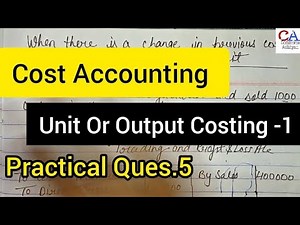 Unit And Output Costing | Cost Accounting | Cost Sheet Numerical | Unit Or Output Costing