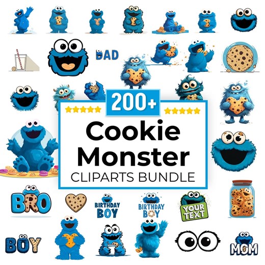 Cookie Monster Png, Elmo Png, Cookie Png, Monster Png, Monster Cookie, Cookie Birthday, Cookie Monster Outline, Blue Monster, Monster Cricut - Etsy