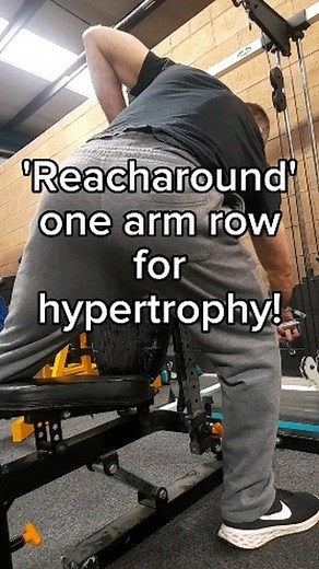 'Reacharound' one arm row for upper back hypertrophy! Lots of stretch, lots of stability, really safe to go to failure! That means this ticks the boxes for training a muscle hard! #gym #motivation #fit #fitness #health | Progressive Training Systems
