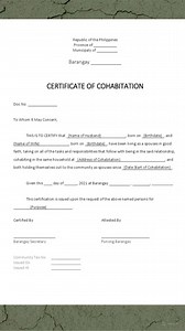 CERTIFICATE OF COHABITATION | Barangay Secretary