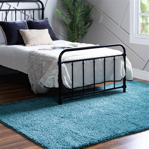 Rugs.Com Soft Solid Shag Collection Area Rug ‚Äì 6' x 9' Turquoise Shag Rug Perfect For Bedrooms, Dining Rooms, Living Rooms