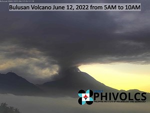 LOOK: Timelapse video of Bulusan Volcano after its eruption at 3:37 AM today, 12 June 2022, from the time the edifice became visible at sunrise until 10:00 AM. Footages were captured by real-time IP camera monitoring from Bulawan, Irosin (VBBU) Observation Station, west of the Bulusan edifice. | Philippine Institute of Volcanology and Seismology (PHIVOLCS-DOST)