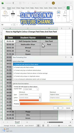 Excel Tips: Auto Highlight Paid & Not Paid Using Conditional Formatting #excel #exceltips #fyp #fypシ