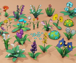 ArtStation - Stylized Low Poly Flowers Pack 01 | Game Assets