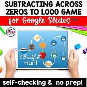Subtracting Across Zeros to 1000 Digital Math Game for Google Slides