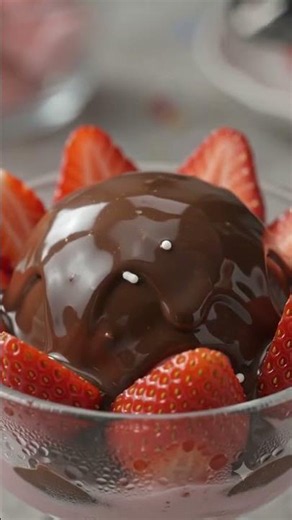 Satisfying Strawberry Ice Cream with a Magic Chocolate Shell #icecream