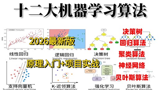 【全168集】目前B站最全最细的机器学习零基础全套教程，2026最新版，包含所有干货！五天就能从小白到大神！看完少走99%的弯路！存下吧！很难找全的！