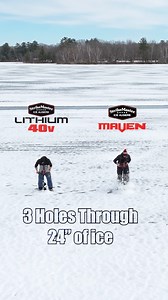 146K views · 307 reactions | Not trying to crown a winner — the setups aren’t the same. (LEFT)- The Lithium 40V + 10” steel shaft is still a powerhouse. We just wanted to show how quick the NEW Maven™ 40V (RIGHT) is with the lighter 8” Lite-Flite and new blades. Both excellent augers… however the Maven is lighter and faster than ever #StrikeMaster #strikemasteraugers | StrikeMaster Ice Augers | Facebook