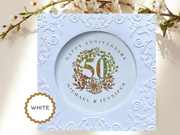 Custom Foil 50th Anniversary Card, Embossed Anniversary Card for 50 Years Married, Personalized Happy 50th Anniversary Card Inside and Out - Etsy