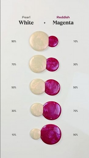 5 stunning color combos, starting with Pearl White + Reddish Magenta 😍 #colormixing #paint #painting