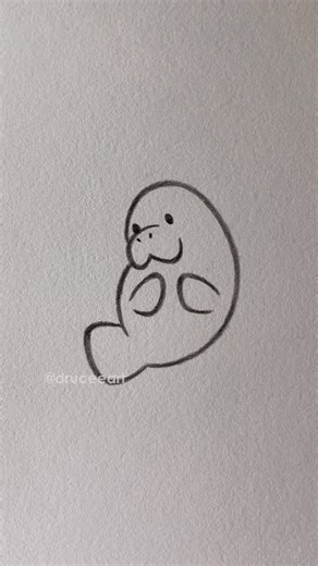 Drucee Art | How to Draw Cute Things on Instagram: "Cute Things to Draw When Bored - day 174 . . How to Draw Cute Manatee . . #cute #draw #cutethings #drawing #easy #sketch #tutorial #art #artist #artidea #artistofinstagram #howtodraw #manatee #beginner #kawaii #fyp #druceeart"