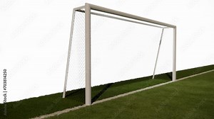 visualization of a mini soccer, mini football, futsal court with green artificial turf. realistic video rendering with a white background
