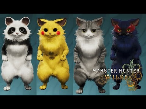 【モンハンワイルズ】4種類の再現！もふ毛アイルーのキャラメイクレシピ