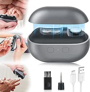 Electric Nail Clipper, 3 in 1 Electric Nail Trimmer and Polisher with Clip Storage & LED Light, USB Rechargeable & 2 Speed Gears for Baby, Kids, Seniors and Adults (Frosted Black)