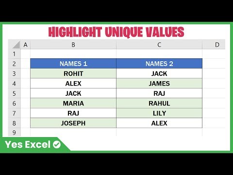 Highlight Unique Values in Excel using Conditional Formatting