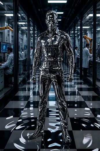 T-1000 Liquid Metal Transformation | Vidu AI Animation Test