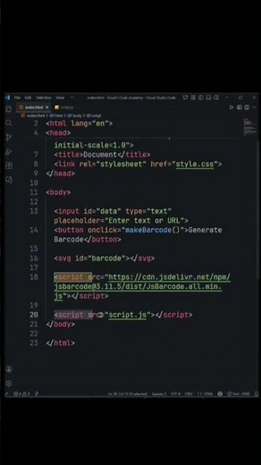 Build a Barcode Generator Using HTML CSS & JavaScript | JsBarcode Tutorial for Beginners #explore
