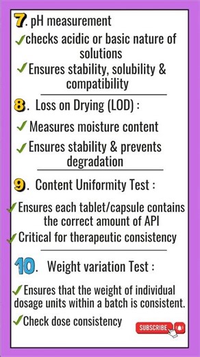10 Most Known Quality Control Tests in Pharma #shorts #ytshorts #trending