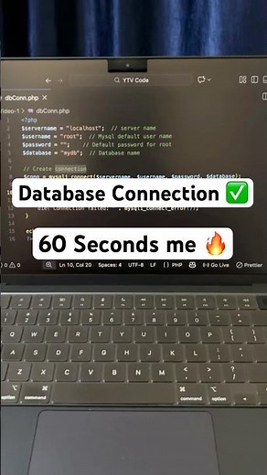 PHP MySQL Database Connection 🔥 Step-by-Step in 60 Seconds