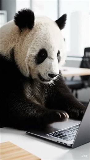 panda working on a Laptop #panda #working #typing #laptop #softwareengineer