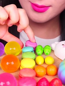 Asmr eating candies and mini macarons #reels #koreanfood #food #asmr #fbreels #mukbang #highlights | MG FOODS and Adventure