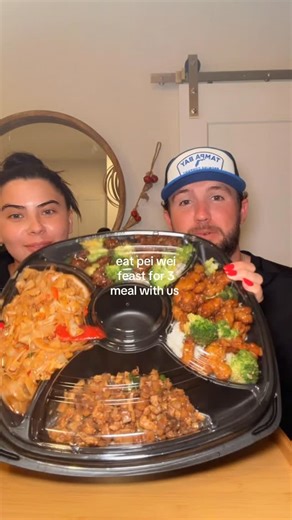 Eat with Allie & Jordan on Instagram: "FEAST FOR THREE @peiweiasiankitchen !!! This is one of our favs and we have leftovers for daysssss #mukbang #power #asianfood #fyp #foodies #eatingshow #foodie #mukbangers #couplegoals #feast #foodlover #asmr #mukbangasmr #dinner"