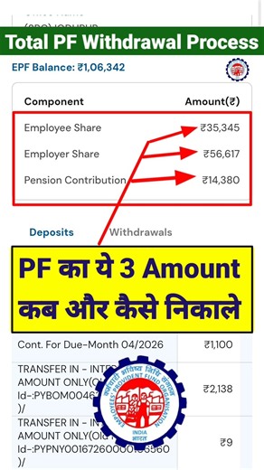 PF का ये 3 Amout कब और कैसे निकाले PF Withdrawal online process #epfo #withdrawal #uan #eps