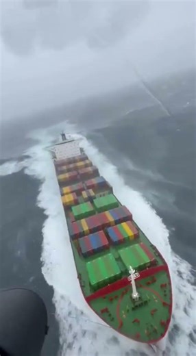 Container Ship vs. Storm: A Battle at Sea 🌊🚢 #StormySeas #ContainerShip #OceanLife