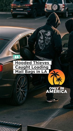 Only in America on Instagram: "🚨 Los Angeles — Postal Facility Theft Caught on Camera Hooded suspects were recorded stealing mail bags from a Los Angeles postal facility in broad daylight. Mail theft at a federal facility is a felony and carries serious prison time. ❓Should federal authorities respond more aggressively to crimes targeting the postal system? #OnlyInAmerica #BreakingNews #LosAngeles #PostalService #USPS #CrimeUpdate #PublicSafety"
