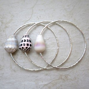 Sterling Silver Shell Bangles - Set of 3 - Handmade Hawaii Jewelry - Etsy