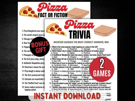 Pizza Trivia, Fact or Fiction Game – Fun Pizza Printable (instant Download), Pizza Party Game, Pizza Trivia Games, Pizza Party Game - Etsy