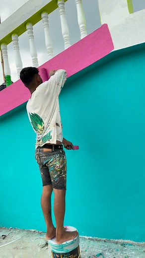 Wall painting pink colour fast cort out side 🏡 | sakil pinter