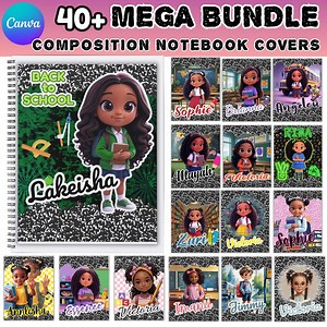 40 mega Composition Book Cover Bundle, Canva Composition Notebook Design, Custom Composition Notebook, Spiral Notebook Cover, Back to School - Etsy