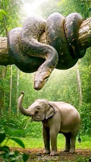 Python surprise attack on elephant 🥹 #youtubeshorts