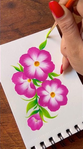 💛💚🌸🌹Simple flower painting using acrylic paints 🎨 ✨❤️#flowerpaintingacrylic paints #shorts #art