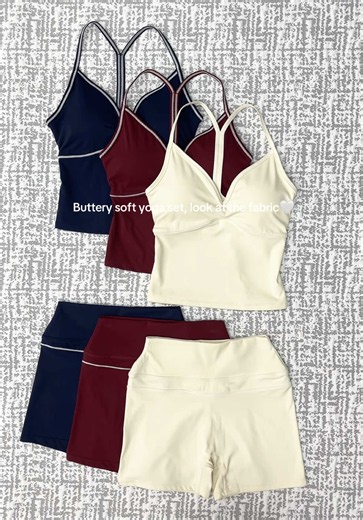 Flat lay alert! This matching yoga set feels like your second skin. High waist design holds tummy tight, non-see-through even under bright lights.#fyp#YogaSet#WorkoutOutfit#SummerVibes#MFVIM