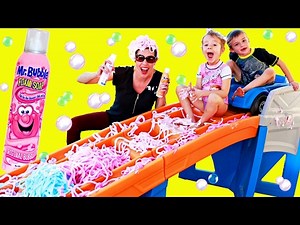 Step 2 ROLLER COASTER Extreme Trill with Mr Bubble Bath Foam Soap on Slide! Crazy Fun DisneyCarToys