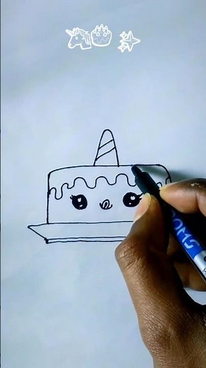 How to Draw a Cute Unicorn Cake | Easy Kawaii Drawing Tutorial #shorts #drawing #art