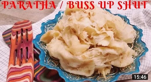Buss up Shut / Paratha In today's video I show you step by step , detailed instructions on how to make the silkiest,softest and flakiest paratha / buss up shut. you will not have to buy again. This recipe makes 6 medium [16"] rotis. 4 cups AP Flour 2 1/2 tsp baking powder 2 tsp brown sugar - optional 1 cup whole milk with 1 cup water - lukewarm 1/2 cup dry flour 3 tbsp butter or margarine 3 tbsp crisco or cookeen or prize 1/4 oil to cook | Trini cooking with Natasha