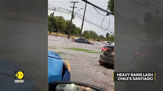 Chile: Floodwaters swamp roads in Santiago