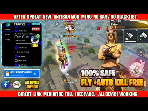 ⚡Free Fire OB52 AIM kill mod menu free☠️new rank season FF hack🔥BR MOD,HAXX-CKER PRO V16, HG CHEAT⚔️