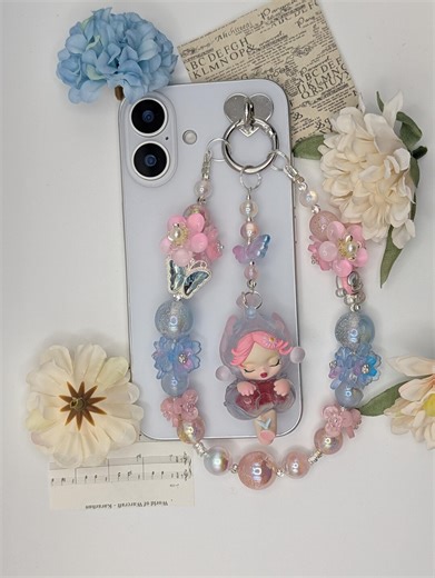 Skull Panda Angelic Phone Chain, Kawaii Beaded Phone Strap, Cute Fairy Phone Charm - Etsy