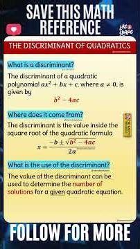 What Is the Discriminant? | Predict Quadratic Solutions Without Solving | Discriminant Explained