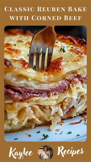 Classic Reuben Bake with Corned Beef, Sauerkraut & Swiss 🥪🧀 All the flavors of a deli-style Reuben sandwich baked into a warm, cheesy casserole—perfect for a crowd-pleasing dinner or game day spread! Ingredients 📝 1 loaf rye bread, cubed (about 6 cups) 1 lb thinly sliced corned beef, chopped into bite-sized pieces ...... Full Recipe in Coʍmеոτ 💬 | Kaylee Recipes