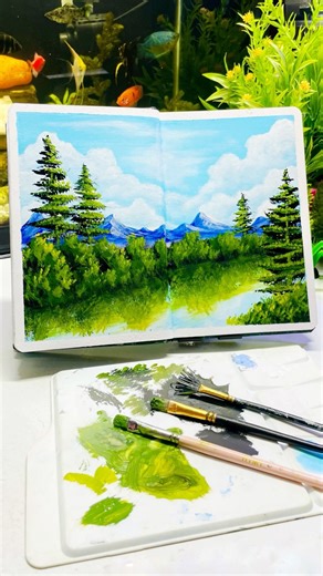Landscape acrylic painting for beginners 🏞🎨 |#shots #acrylicpainting #painting #art