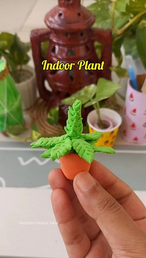 How to Make an Indoor plant with Clay 🪴 #clayart #miniatureclay #claydesign #fypシ゚viralシfypシ゚ #viralreelsシ | Sanzida's Creative Tales